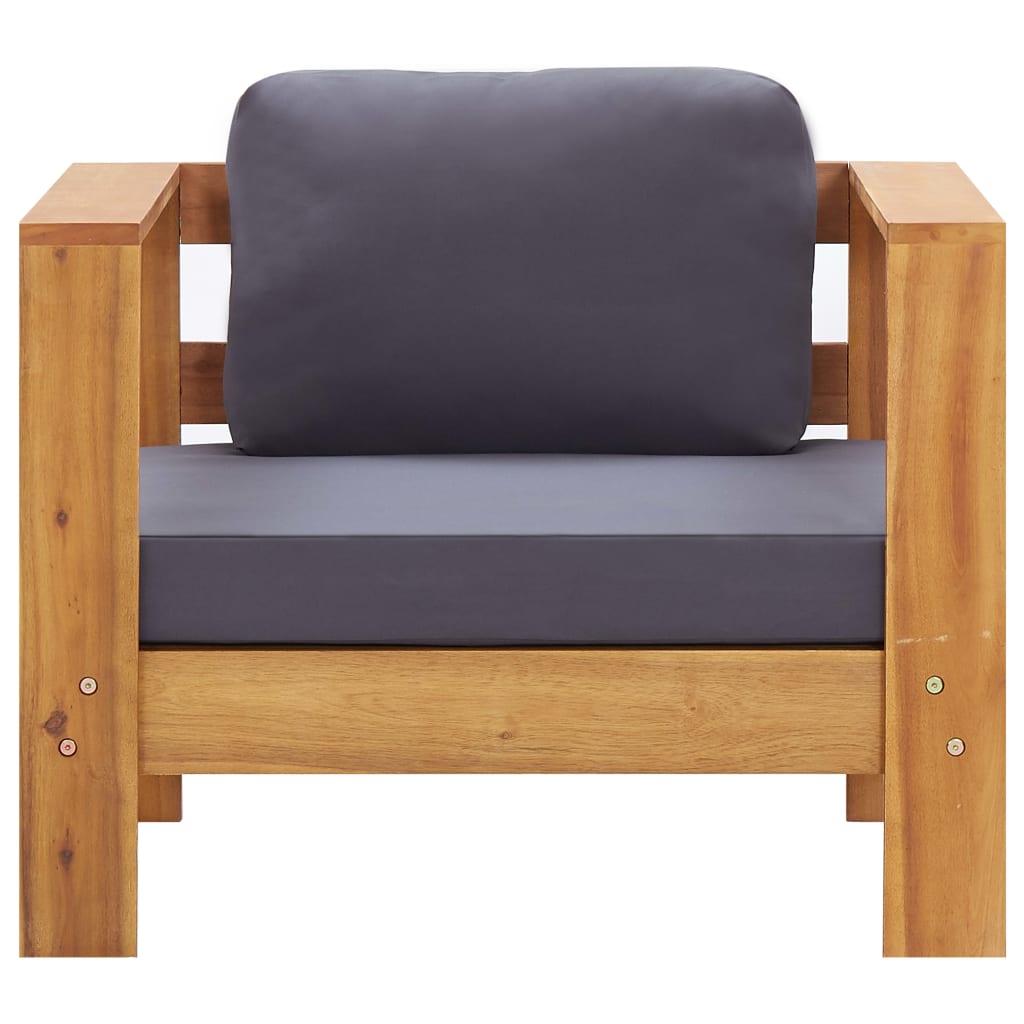 vidaXL 4-tlg. Garten-Lounge-Set mit Kissen Grau Massivholz Akazie