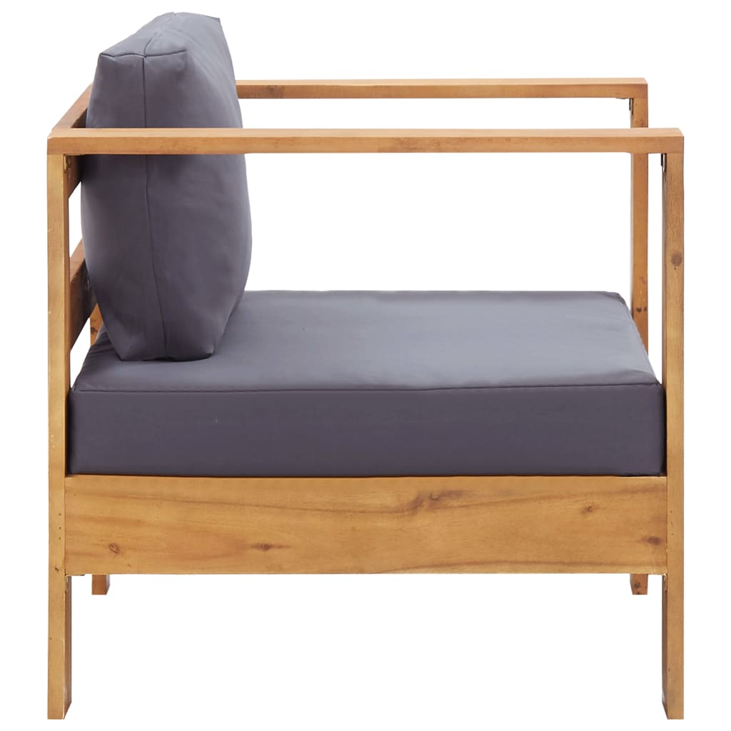 vidaXL 4-tlg. Garten-Lounge-Set mit Kissen Grau Massivholz Akazie