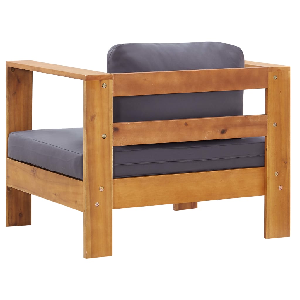 vidaXL 4-tlg. Garten-Lounge-Set mit Kissen Grau Massivholz Akazie
