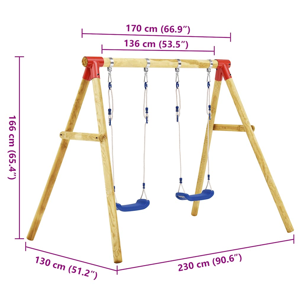 vidaXL Schaukel-Set 230x130x166 cm Kiefernholz