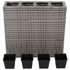 vidaXL Garten-Hochbeet mit 4 Töpfen 2 Stk. Poly Rattan Grau