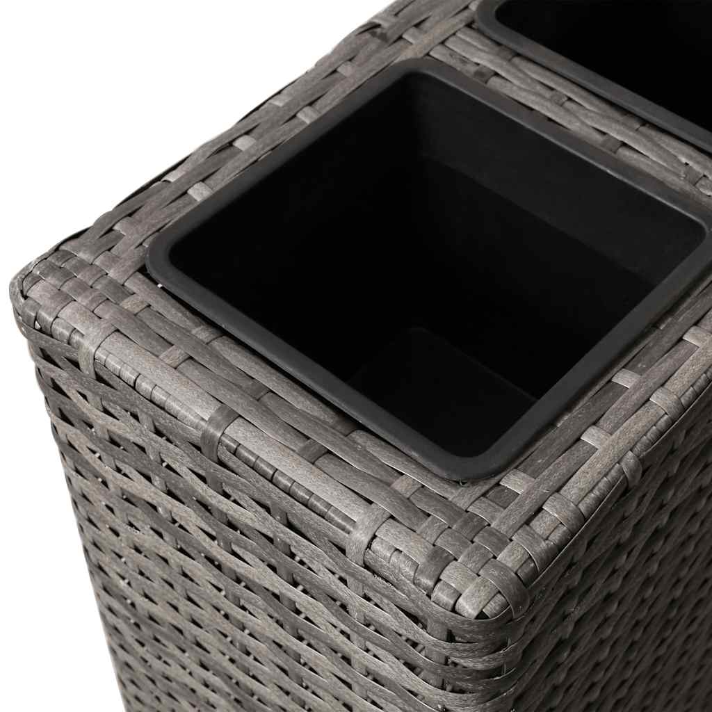 vidaXL Garten-Hochbeet mit 4 Töpfen 2 Stk. Poly Rattan Grau