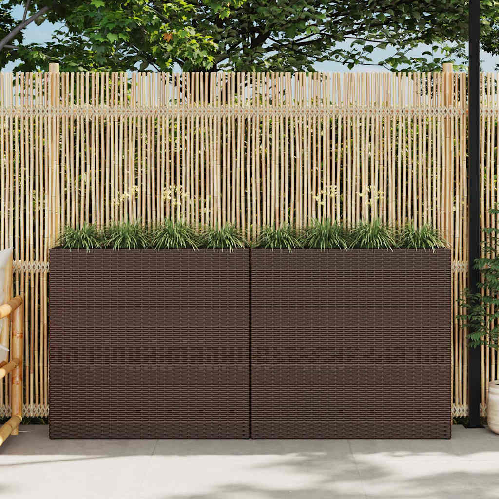 vidaXL Garten-Hochbeet mit 4 Töpfen 2 Stk. Poly Rattan Grau