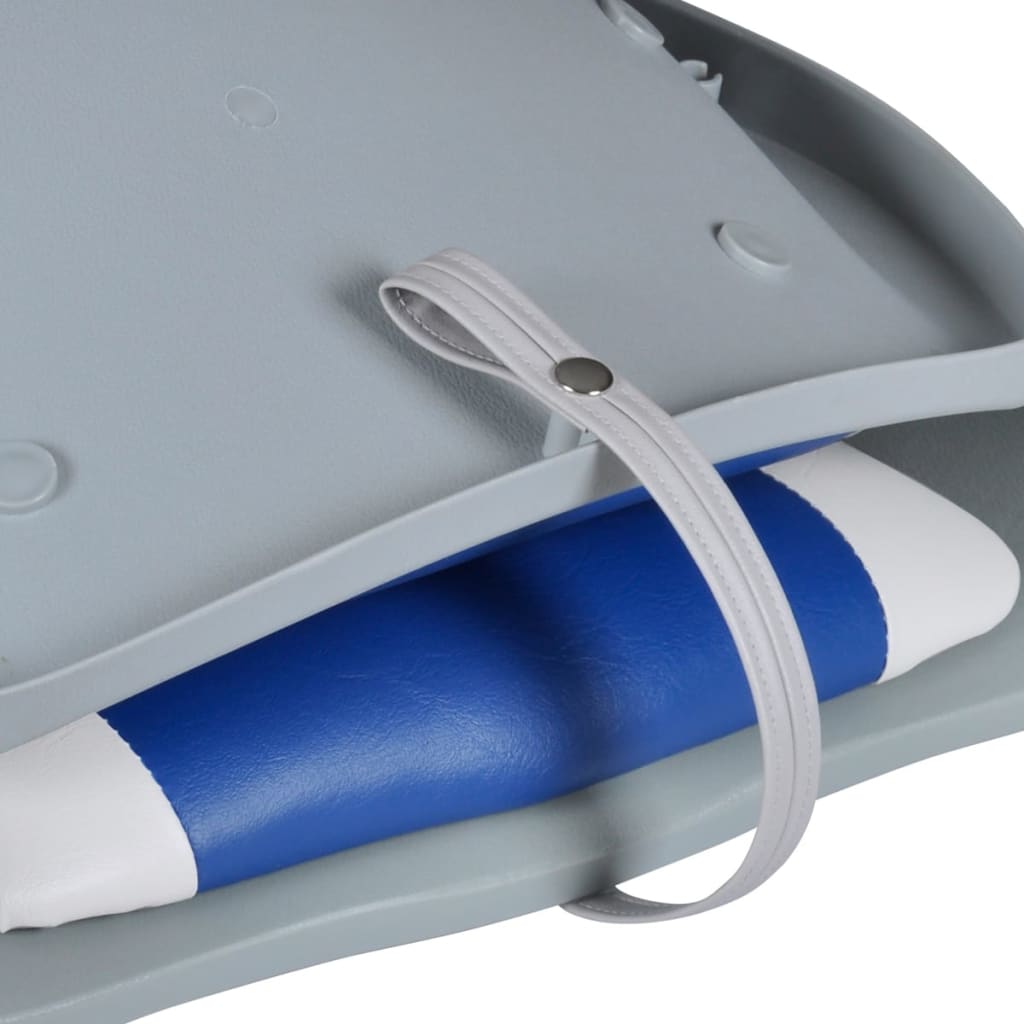 vidaXL Bootssitze 2 Stk. Klappbare Rückenlehne Mit Blau-Weißem Kissen
