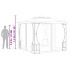 vidaXL Pavillon mit Netz 300x300x265 cm Creme