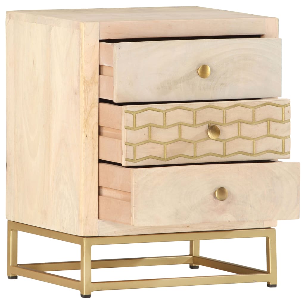 vidaXL Nachttisch Golden 40x30x50 cm Massivholz Mango