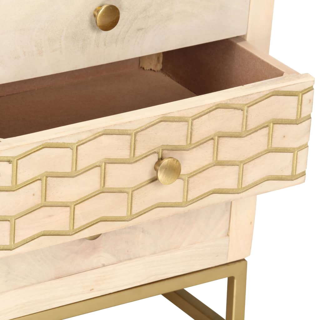 vidaXL Nachttisch Golden 40x30x50 cm Massivholz Mango