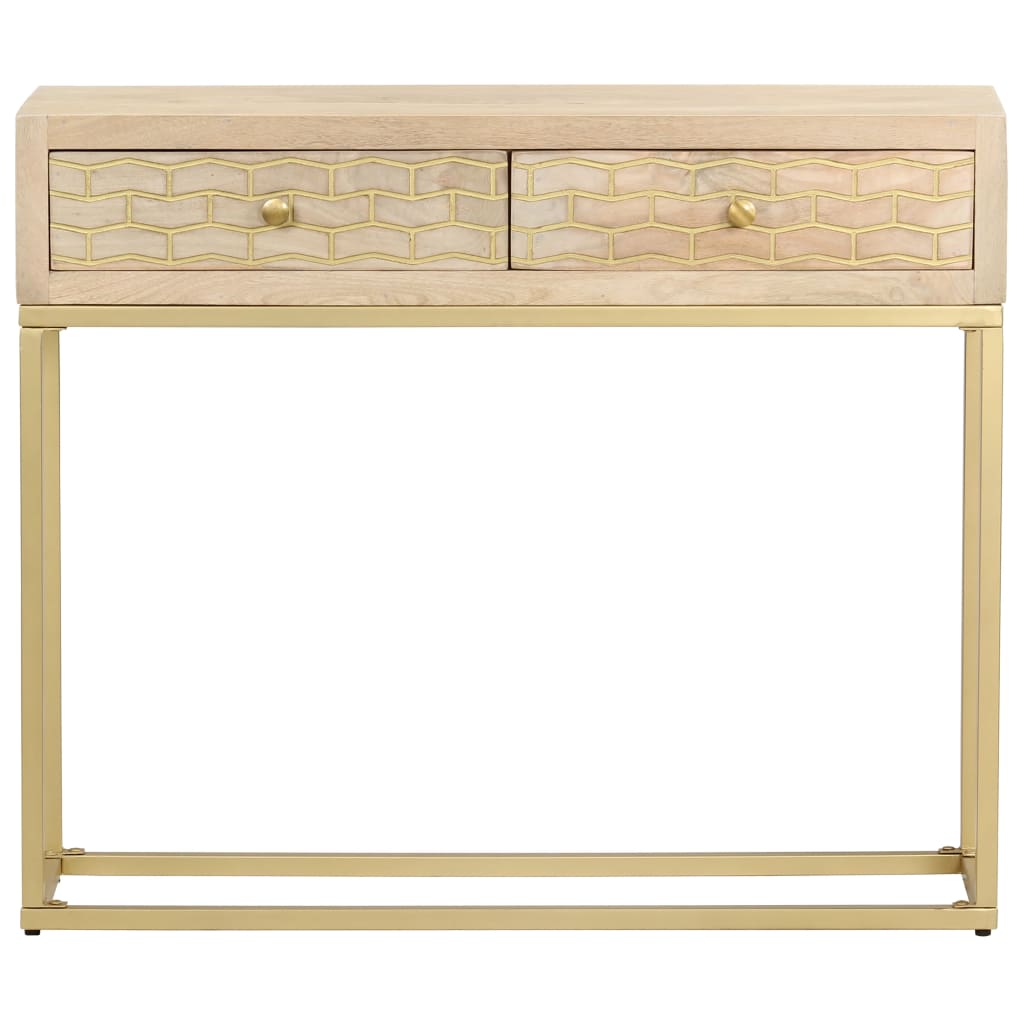 vidaXL Konsolentisch Golden 90 × 30 × 75 cm Massivholz Mango
