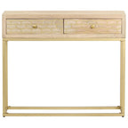 vidaXL Konsolentisch Golden 90 × 30 × 75 cm Massivholz Mango