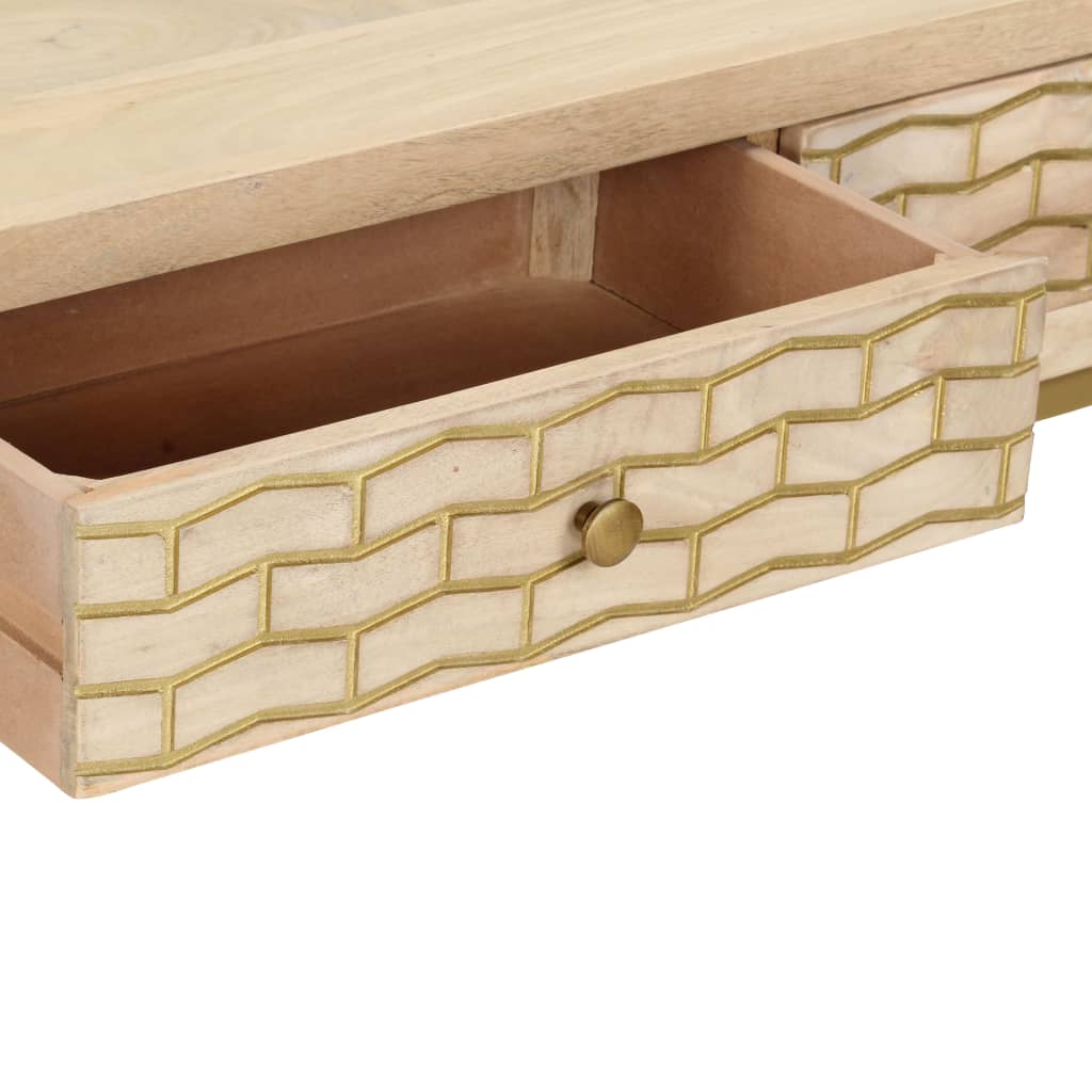vidaXL Konsolentisch Golden 90 × 30 × 75 cm Massivholz Mango