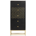 vidaXL Schubladenschrank Schwarz Golden 45x30x105cm Mangoholz
