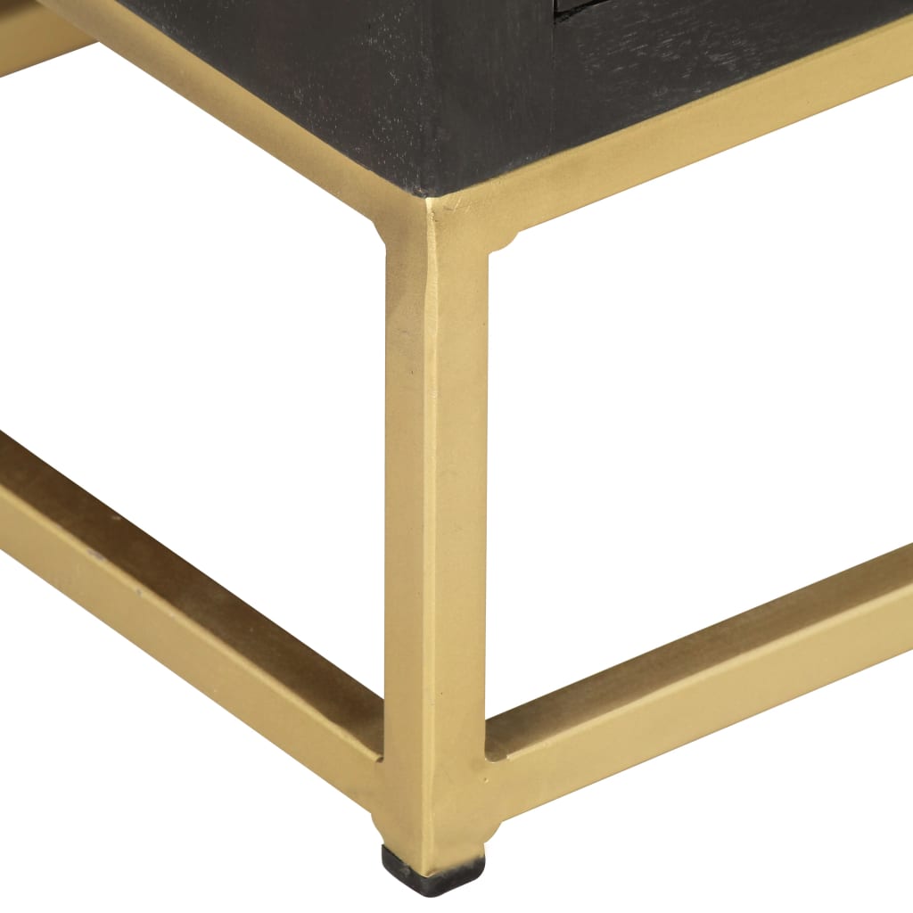 vidaXL Schubladenschrank Schwarz Golden 45x30x105cm Mangoholz