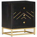 vidaXL Nachttisch Schwarz und Golden 40 x 30 x 50 cm Mango Massivholz