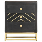 vidaXL Nachttisch Schwarz und Golden 40 x 30 x 50 cm Mango Massivholz