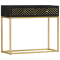 vidaXL Konsolentisch Schwarz und Golden 90x30x75 cm Mango Massivholz