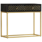 vidaXL Konsolentisch Schwarz und Golden 90x30x75 cm Mango Massivholz