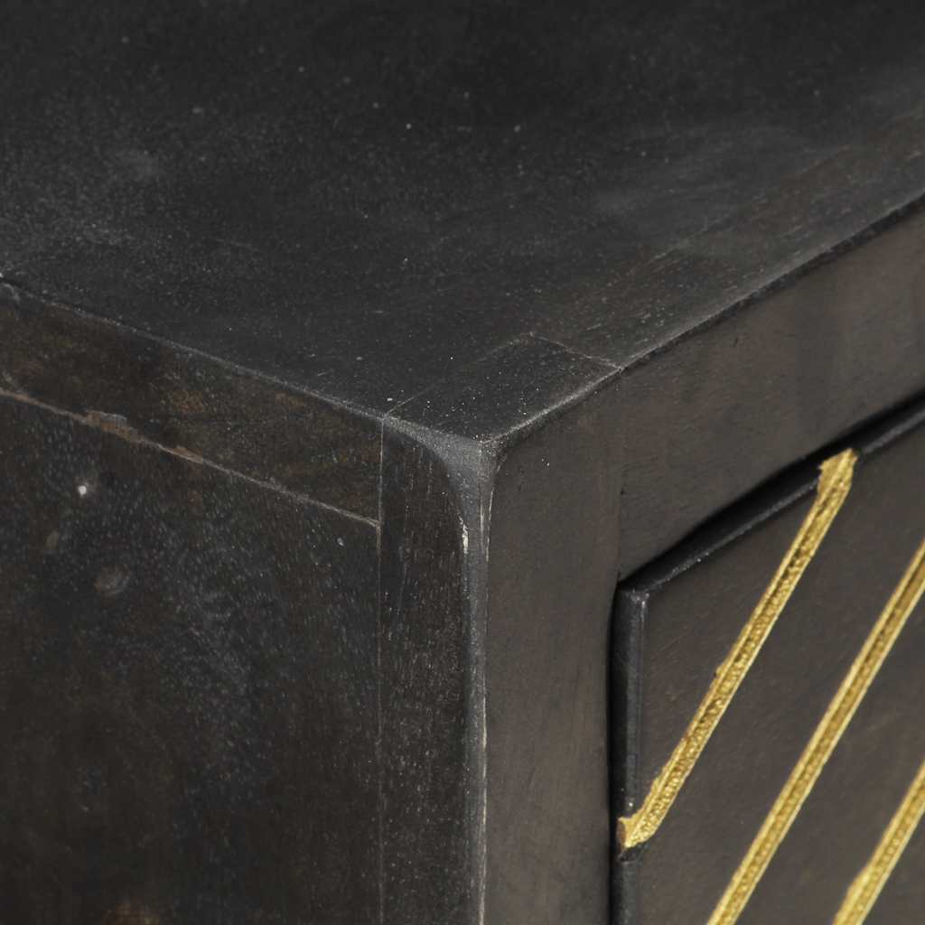 vidaXL Konsolentisch Schwarz und Golden 90x30x75 cm Mango Massivholz
