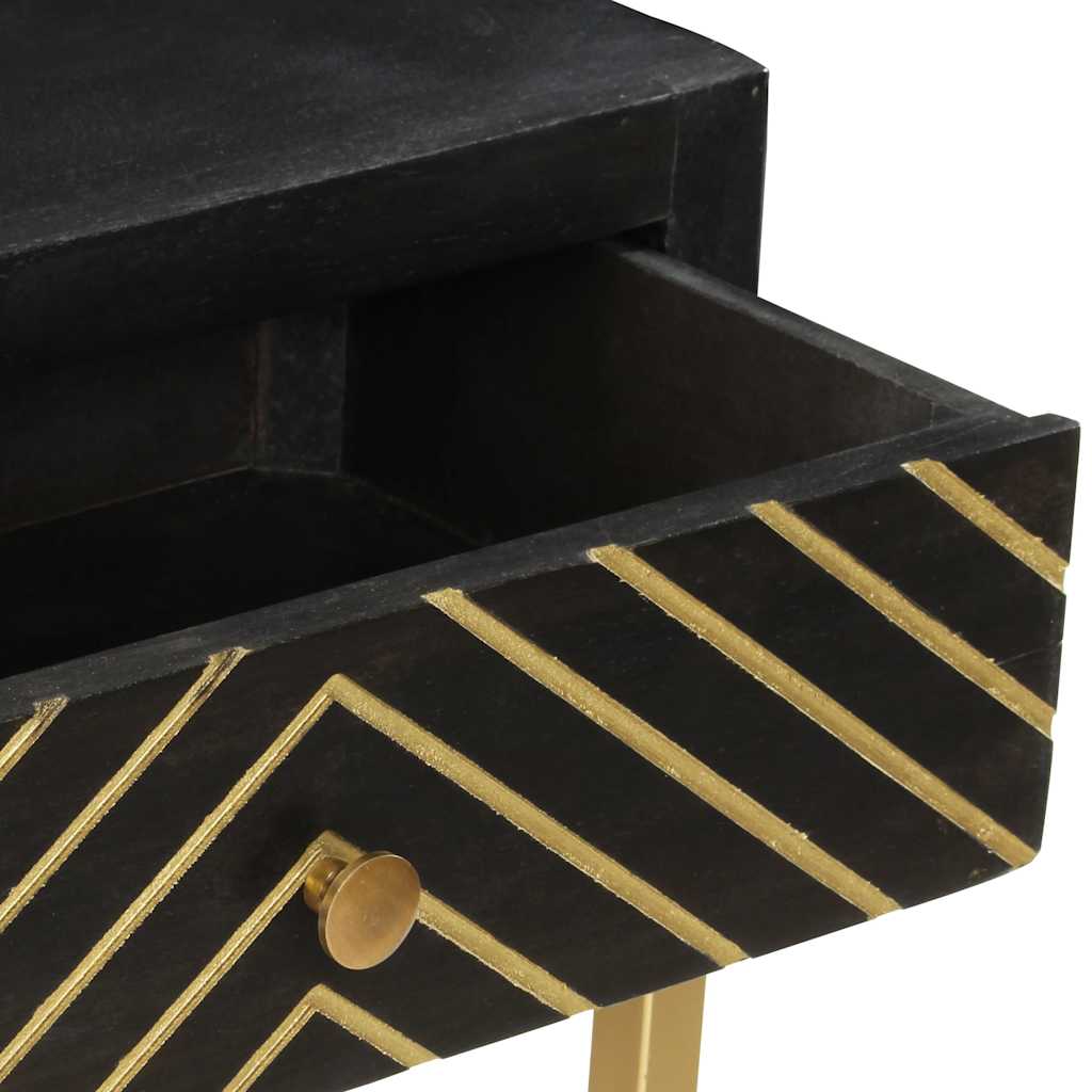vidaXL Konsolentisch Schwarz und Golden 90x30x75 cm Mango Massivholz