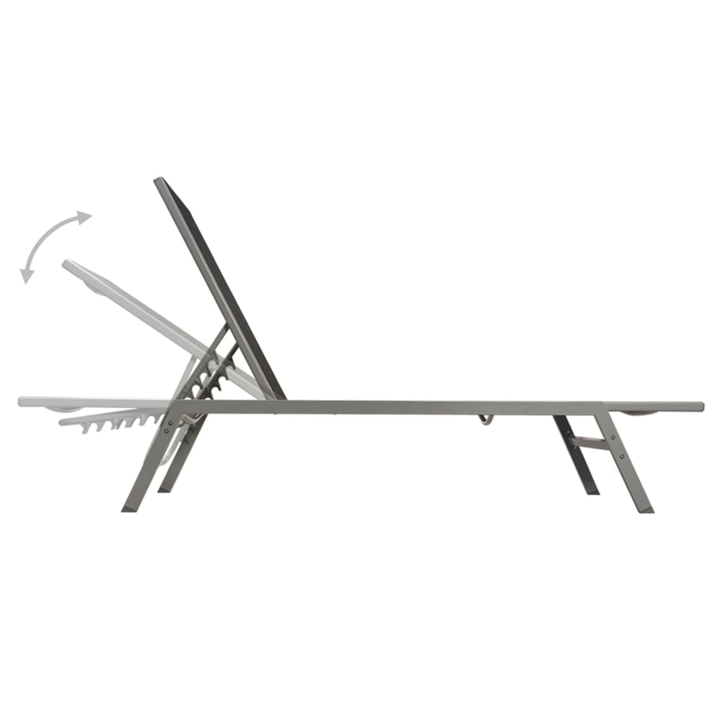 vidaXL Sonnenliegen 2 Stk. mit Tisch Stahl und Textilene Schwarz