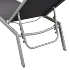 vidaXL Sonnenliegen 2 Stk. mit Tisch Stahl und Textilene Schwarz