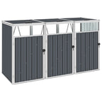 vidaXL Mülltonnenbox für 3 Mülltonnen Grau 213×81×121 cm Stahl