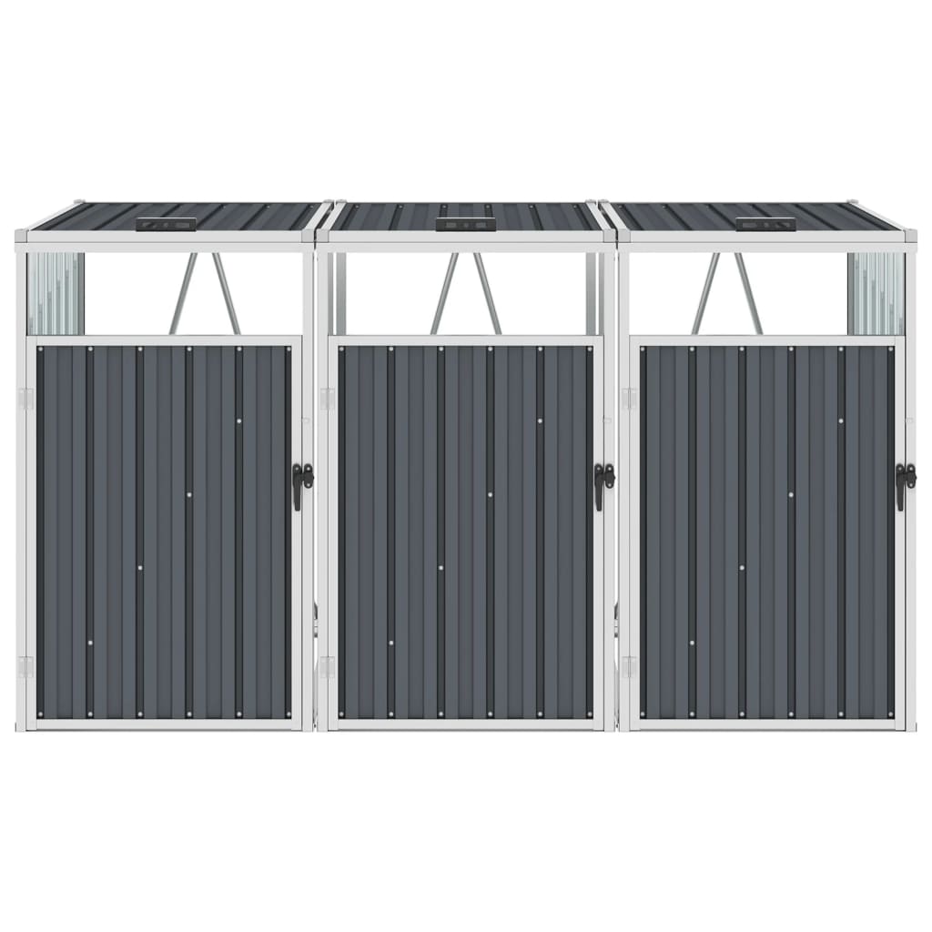 vidaXL Mülltonnenbox für 3 Mülltonnen Grau 213×81×121 cm Stahl
