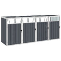 vidaXL Mülltonnenbox für 4 Mülltonnen Grau 286×81×121 cm Stahl