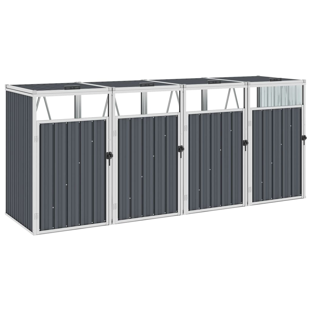 vidaXL Mülltonnenbox für 4 Mülltonnen Grau 286×81×121 cm Stahl