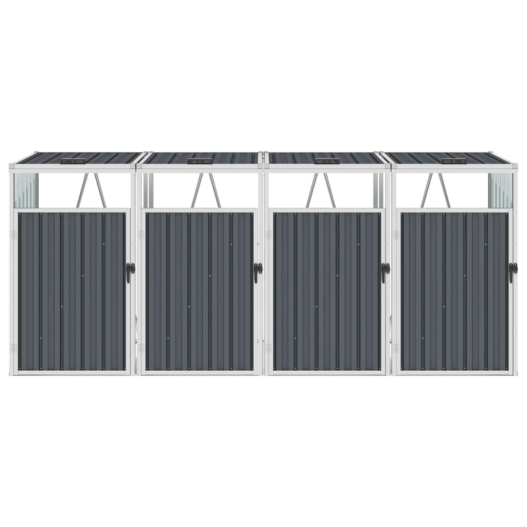 vidaXL Mülltonnenbox für 4 Mülltonnen Grau 286×81×121 cm Stahl