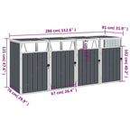 vidaXL Mülltonnenbox für 4 Mülltonnen Grau 286×81×121 cm Stahl
