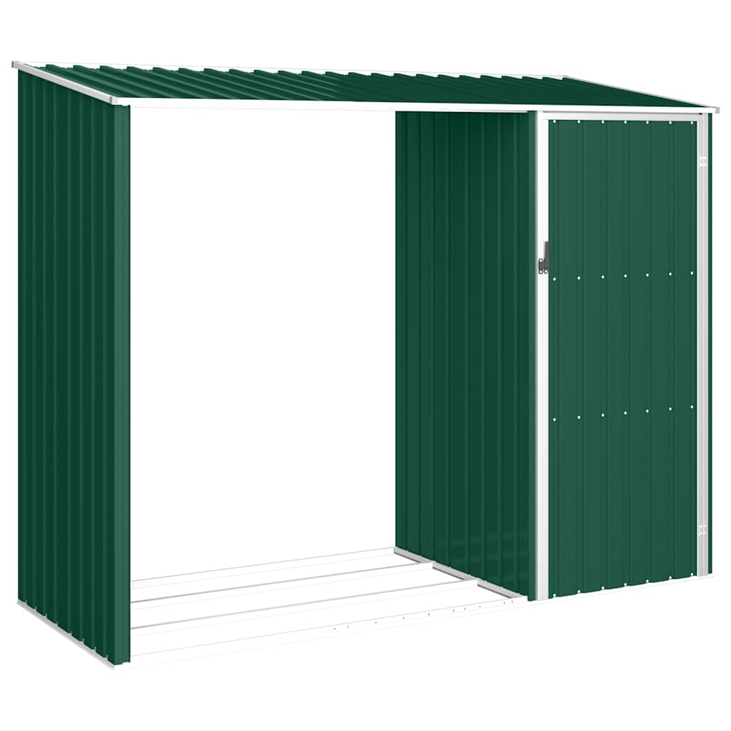 vidaXL Garten Brennholzlager Grün 245x98x159 cm Verzinkter Stahl