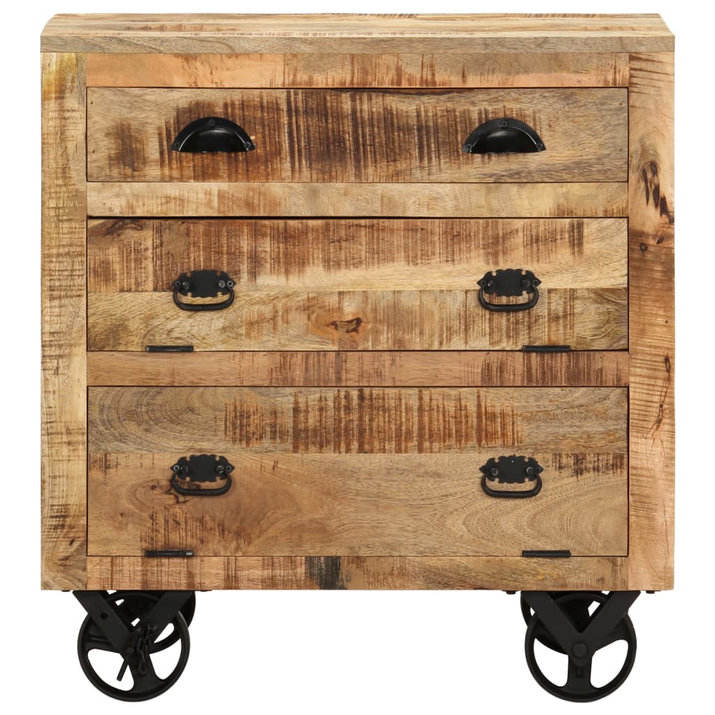 vidaXL Beistellschrank mit Rädern Massivholz Mango
