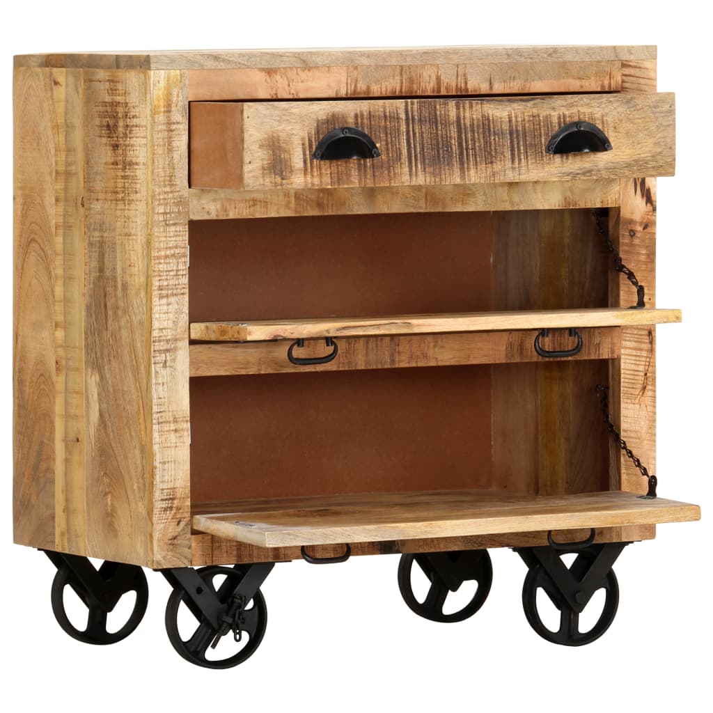 vidaXL Beistellschrank mit Rädern Massivholz Mango
