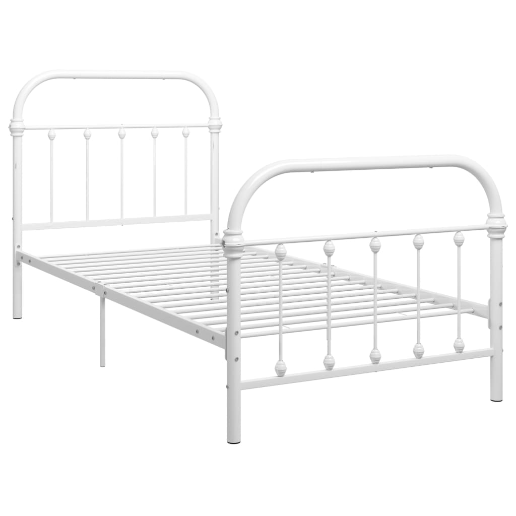 vidaXL Bettgestell Weiß Metall 90×200 cm