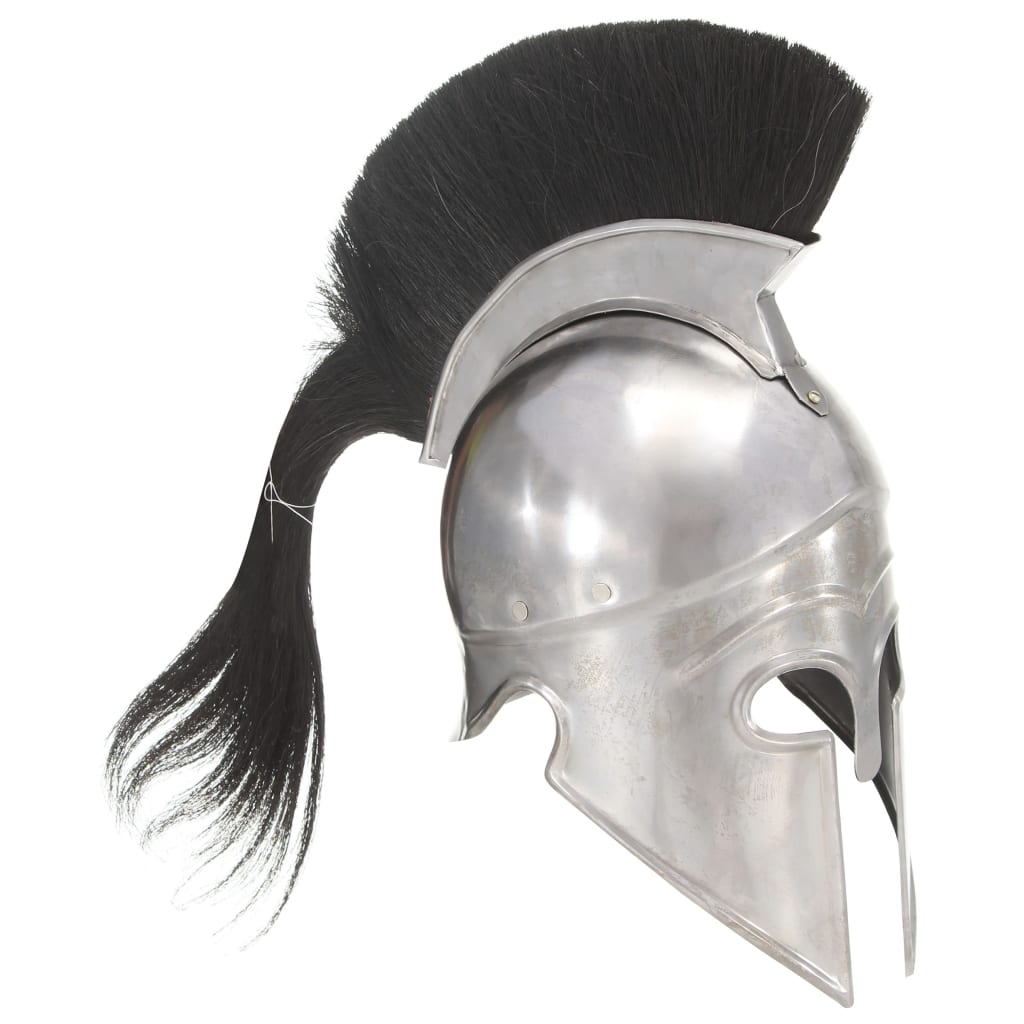 vidaXL Griechischer Krieger-Helm Antik Replik LARP Silbern Stahl