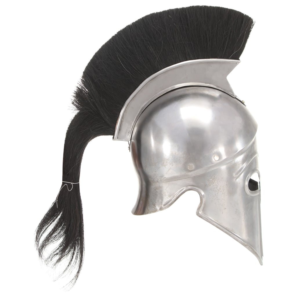 vidaXL Griechischer Krieger-Helm Antik Replik LARP Silbern Stahl