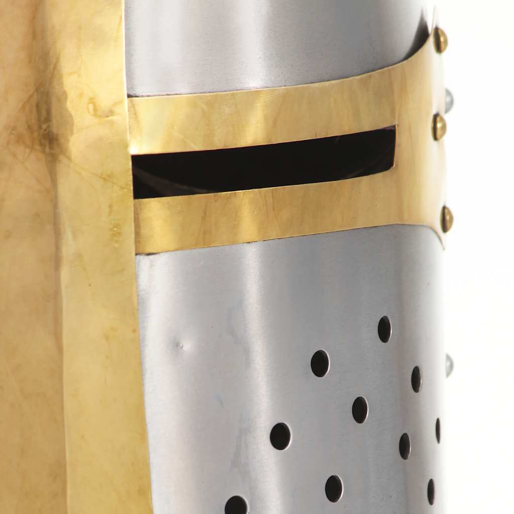 vidaXL Mittelalterlicher Kreuzritter-Helm Antik Replik LARP Silbern Stahl