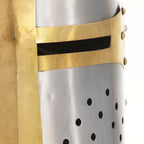 vidaXL Mittelalterlicher Kreuzritter-Helm Antik Replik LARP Silbern Stahl