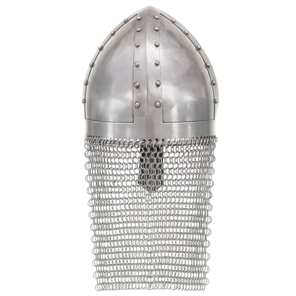 vidaXL Kreuzritter-Helm Antik Replik LARP Silbern Stahl