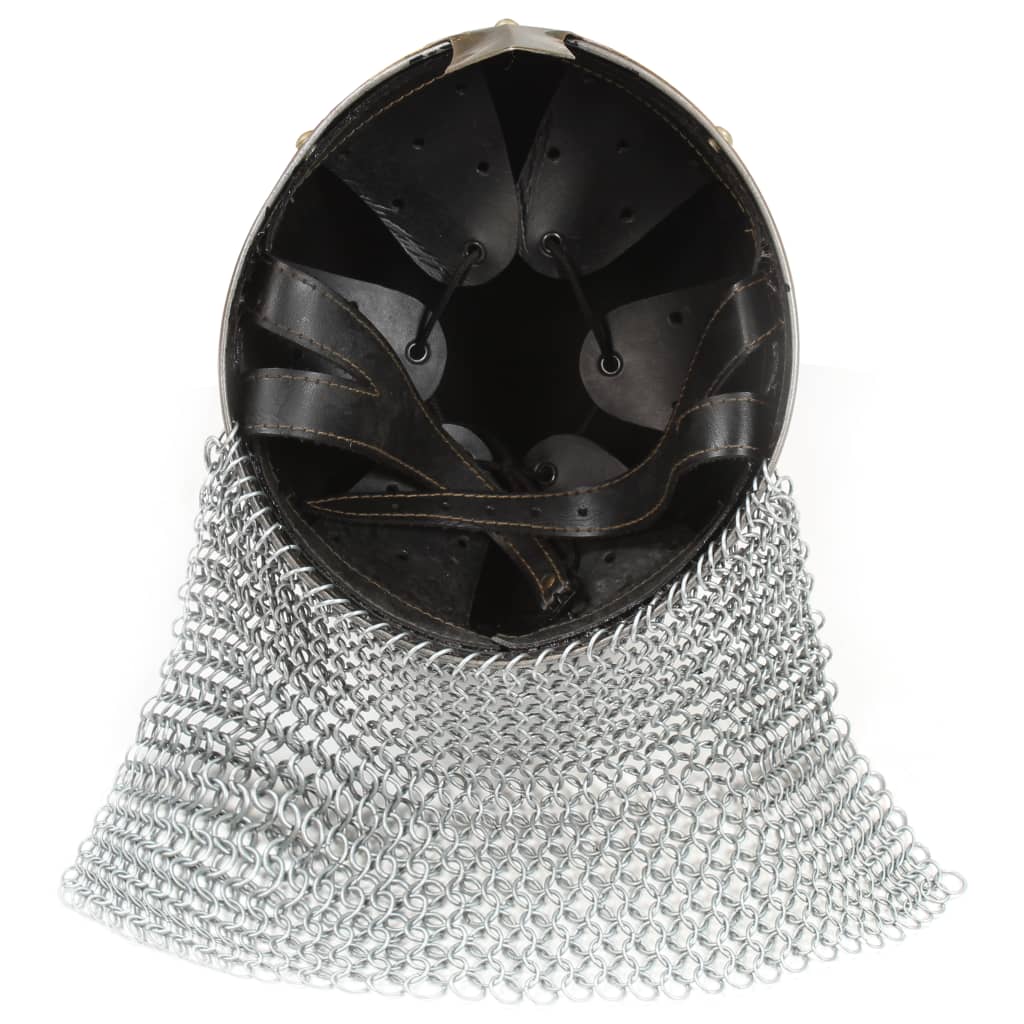 vidaXL Kreuzritter-Helm Antik Replik LARP Silbern Stahl