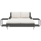 vidaXL 2-Personen-Sonnenliege mit Auflagen Poly Rattan Schwarz