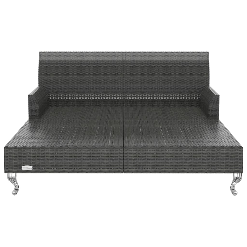 vidaXL 2-Personen-Sonnenliege mit Auflagen Poly Rattan Schwarz