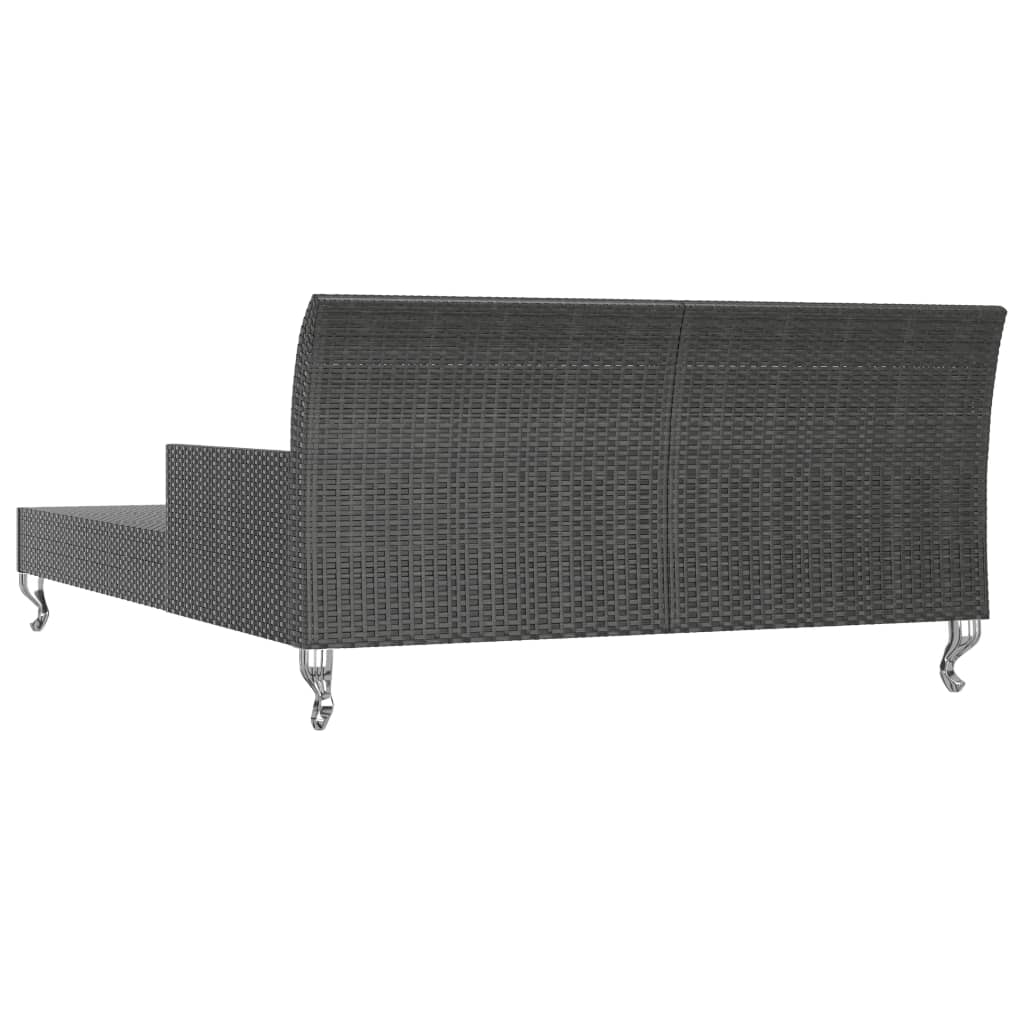 vidaXL 2-Personen-Sonnenliege mit Auflagen Poly Rattan Schwarz