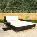 vidaXL 2-Personen-Sonnenliege mit Auflagen Poly Rattan Schwarz