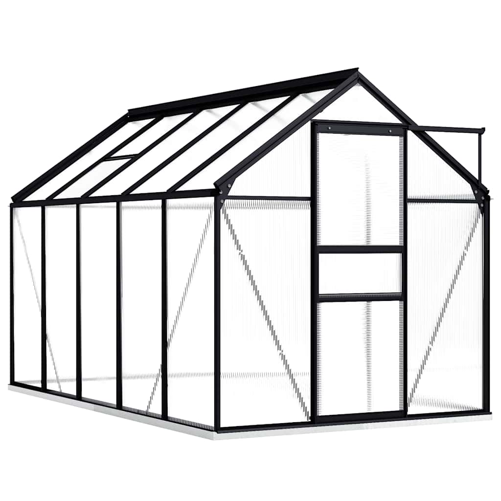 vidaXL Gewächshaus mit Fundament Anthrazit Aluminium 5,89 m²