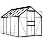 vidaXL Gewächshaus mit Fundament Anthrazit Aluminium 5,89 m²