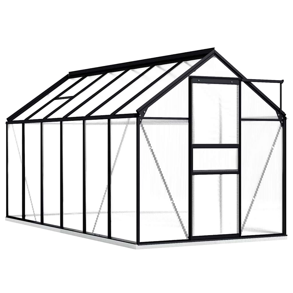 vidaXL Gewächshaus mit Fundament Anthrazit Aluminium 7,03 m²