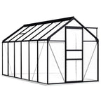 vidaXL Gewächshaus mit Fundament Anthrazit Aluminium 7,03 m²