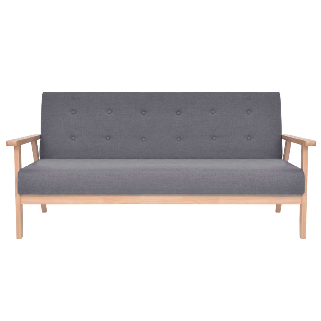 vidaXL 3-tlg. Sofagarnitur Stoff Dunkelgrau