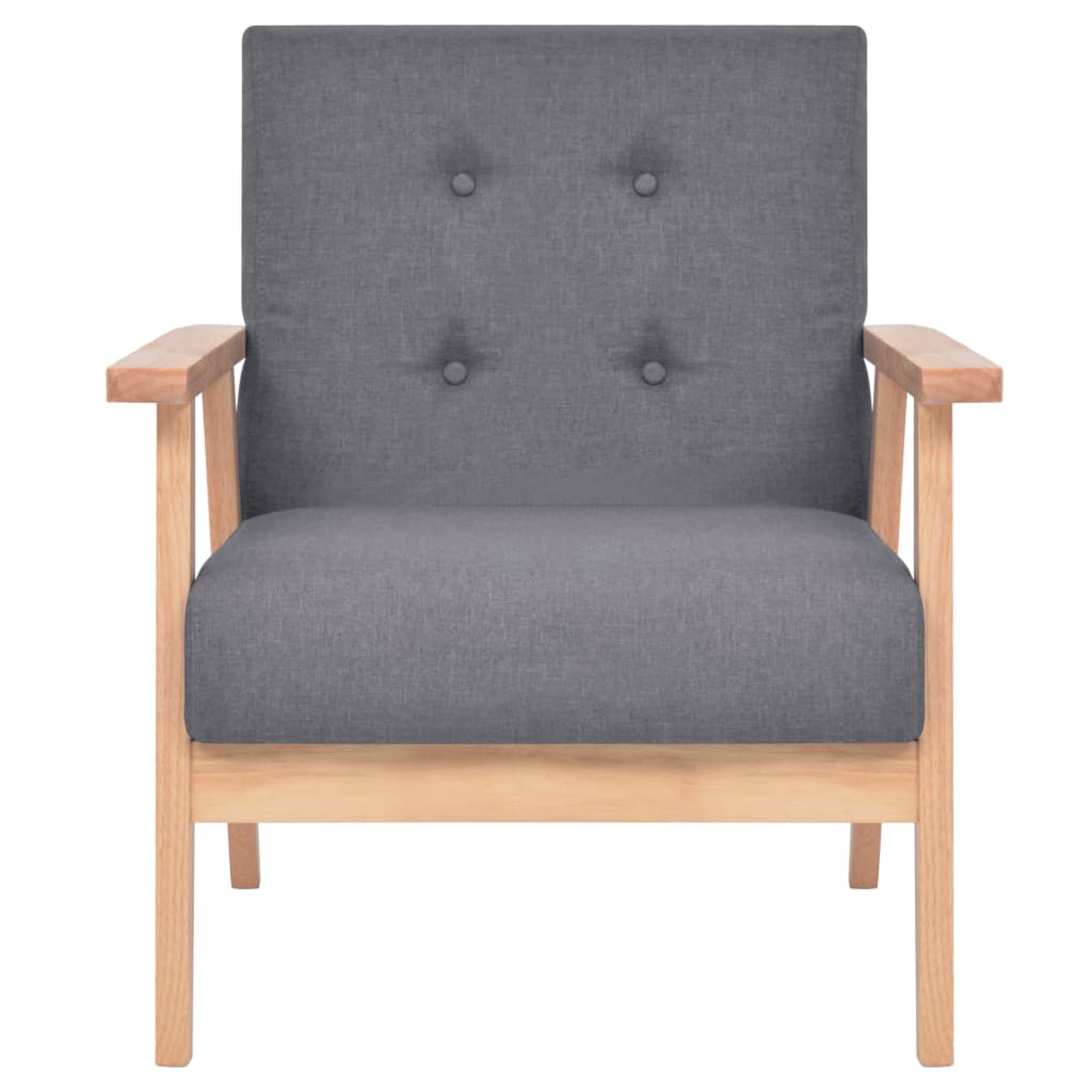 vidaXL 3-tlg. Sofagarnitur Stoff Dunkelgrau